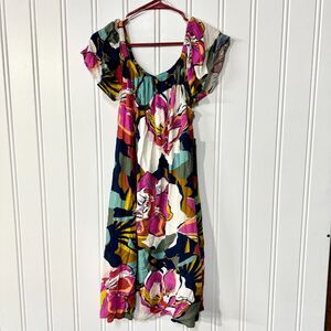 Tribal Femme Dress Women Size M Off The Shoulder Floral Midi Flowy Tropical NEW